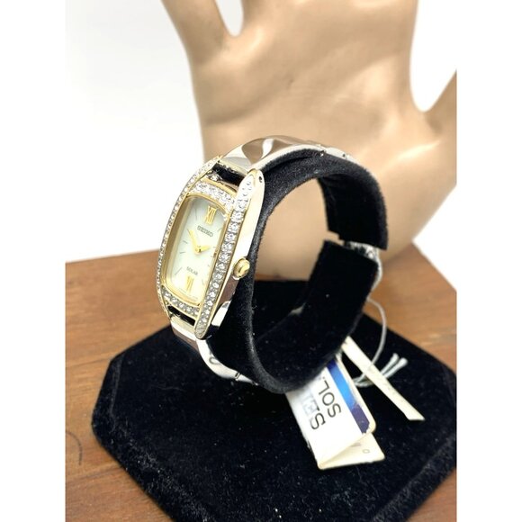 Seiko Women's Watch SUP388 Solar Mother of Pearl Dial Two Tone Stainless Steel - Picture 2 of 14